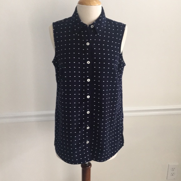 Susan Graver Tops - Susan Graver NWOT -2-Navy Square Dotted Easy-care
